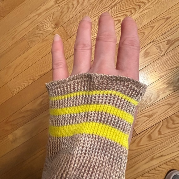 Vitelli Sz 3 (US XS) Reclaimed Yarn Stripe Tan Mesh Sweater New Without Tags - Picture 6 of 16